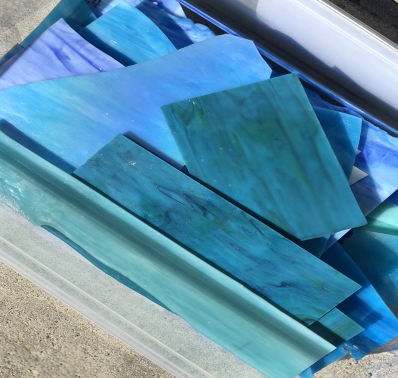 블루 마블&amp;투명 조각유리 세트 1kg